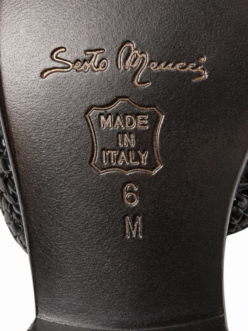 Sesto Meucci Myrtis Black Woven Leather Slide Sandals Made in Italy Women’s 6M - Picture 10 of 11